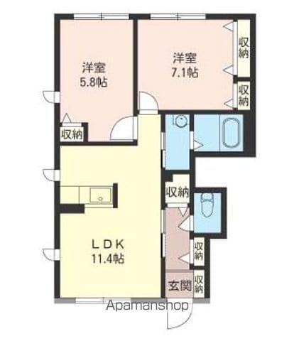 ラ・ファミリーナA(2LDK/1階)の間取り写真