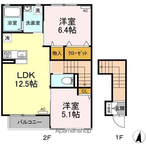 メゾンド・ノワールI(2LDK/2階)の間取り写真