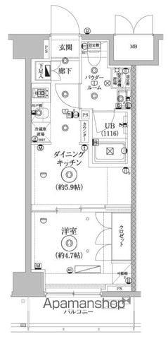セジョリ墨田イーストⅢ(1DK/6階)の間取り写真
