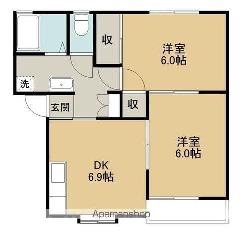 ファミリーハイツ B棟(2DK/2階)の間取り写真