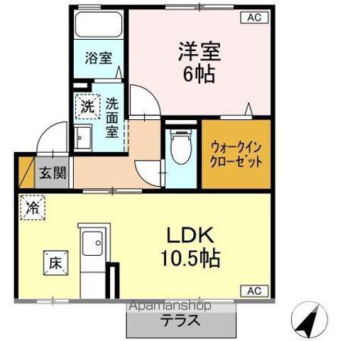 パルモア Ⅰ・Ⅱ(1LDK/1階)の間取り写真