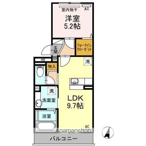 シャンス16(1LDK/3階)の間取り写真
