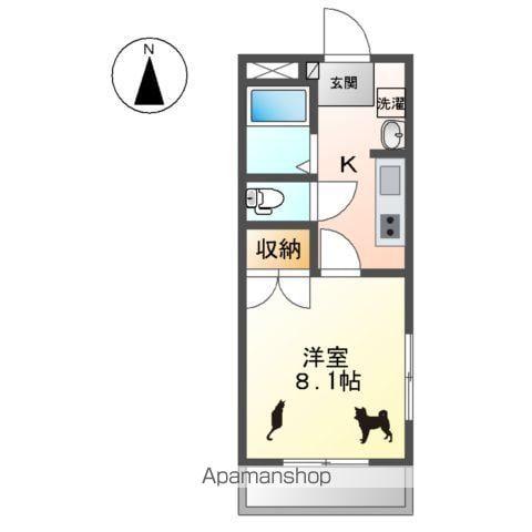 エバーレジデンスA棟(1K/1階)の間取り写真