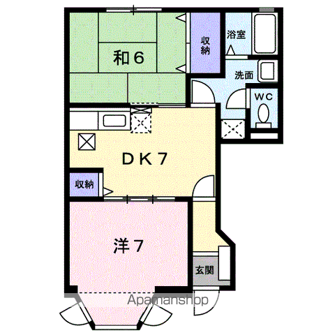 エム・ボヌールA(2DK/1階)の間取り写真