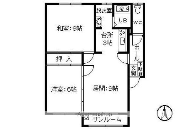 リッチハウスA(2LDK/2階)の間取り写真