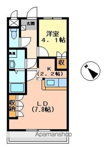 リバー・ウィンド(1LDK/2階)の間取り写真
