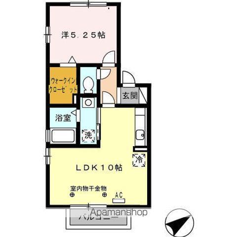 パーシモン(1LDK/2階)の間取り写真