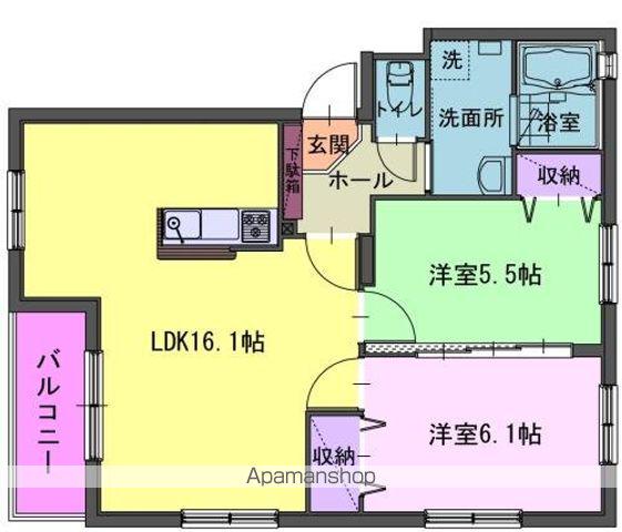 シューペルブーK(2LDK/2階)の間取り写真