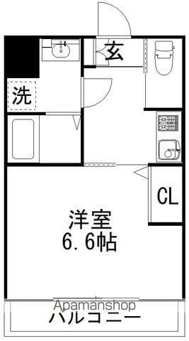 パラシアⅡ(1K/1階)の間取り写真