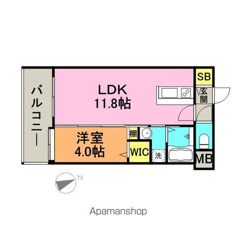 アポロ久留米東(1LDK/11階)の間取り写真