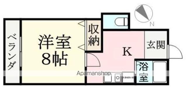 えちぜん鉄道三国線 福大前西福井駅 徒歩11分 3階建 築30年(1K/2階)の間取り写真