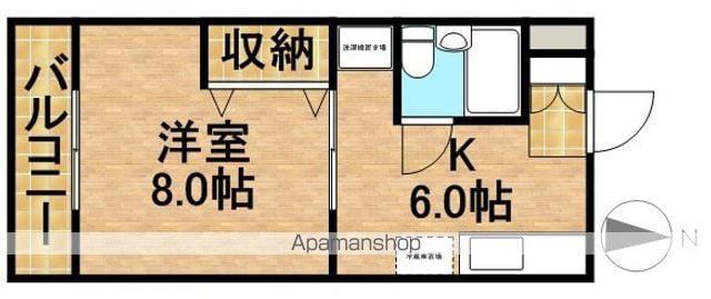 カトレアⅡ(1DK/1階)の間取り写真