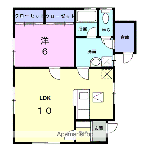 アンジュレーヴ(1LDK/1階)の間取り写真