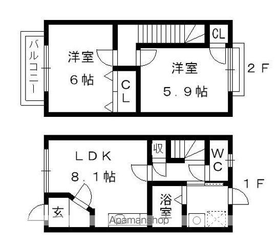 ブランシェ平池(2LDK)の間取り写真