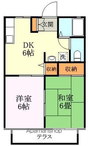 ミーツハオス南天の森(2DK/1階)の間取り写真