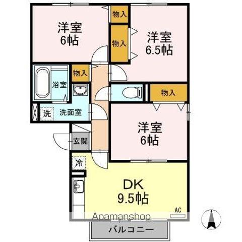 ハイツサンライズ A/B(3DK/2階)の間取り写真
