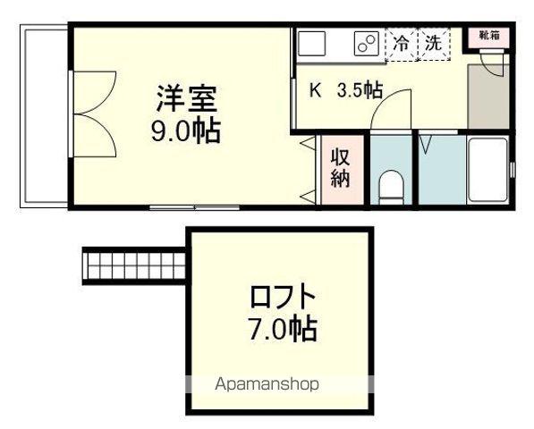 エバーグリーンTS(1K/2階)の間取り写真