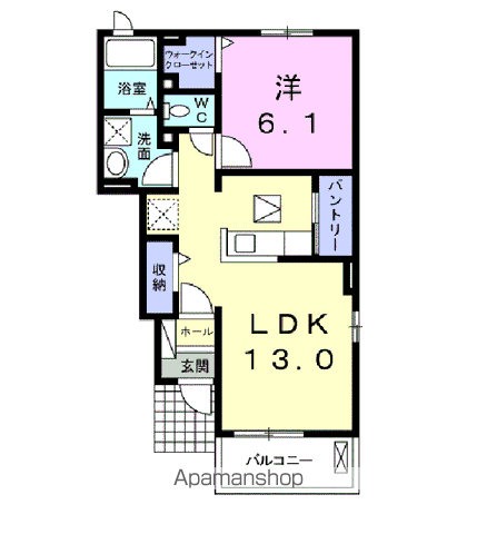 コーポ スワン Ⅳ(1LDK/1階)の間取り写真