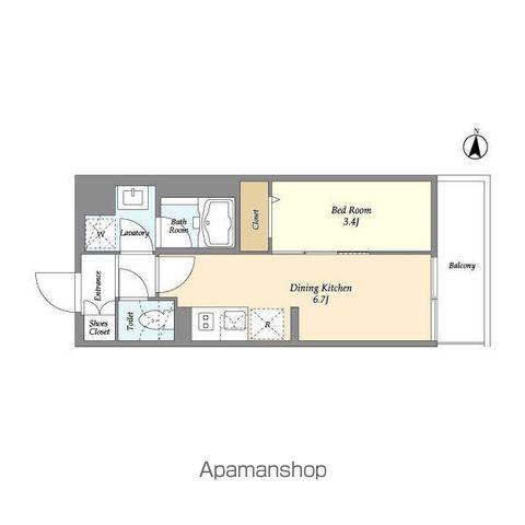 グランカーサ菊川(1DK/2階)の間取り写真