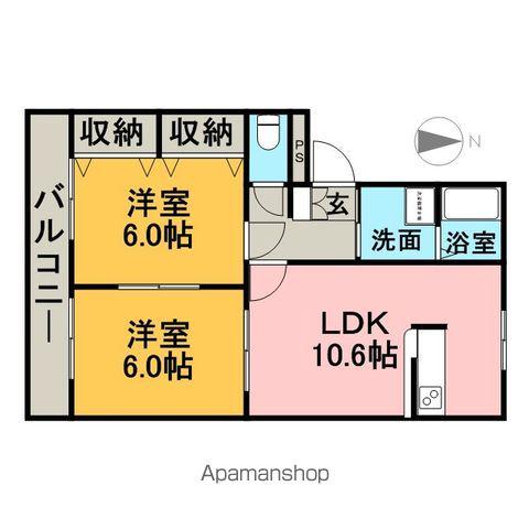 ティエドゥールⅠ(2LDK/2階)の間取り写真