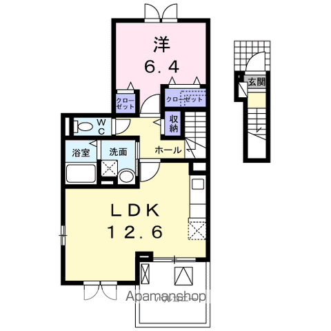 カンパーニュ逢坂(1LDK/2階)の間取り写真