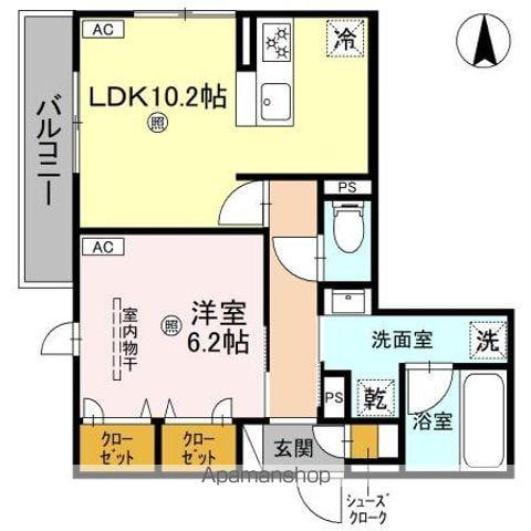 スペチアーレ鷹合(1LDK/2階)の間取り写真