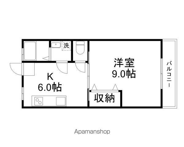 レイクサイドヒカリ(1DK/4階)の間取り写真
