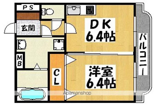 ハピネス初芝(1DK/2階)の間取り写真