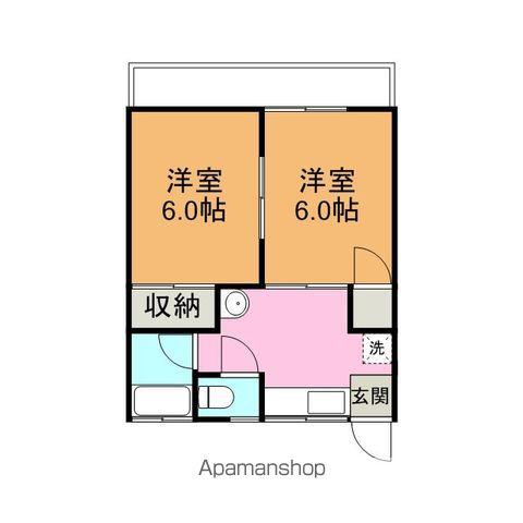 ヤハタビル(2K/2階)の間取り写真