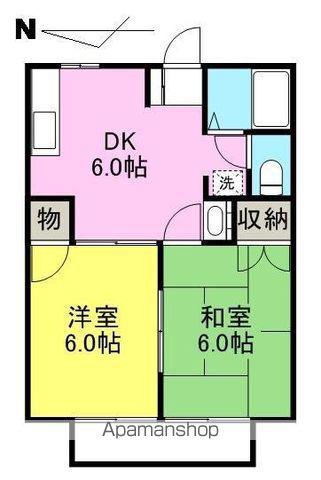 フラワーアネックスⅡ棟(2DK/1階)の間取り写真