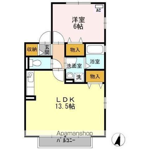 サンフィールドB(1LDK/1階)の間取り写真