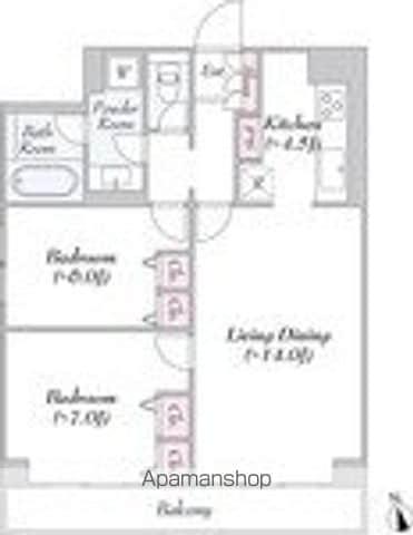 ヴァンテ・アン神楽坂(2LDK/3階)の間取り写真