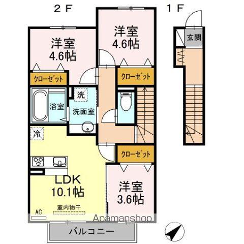 D-ROOMハピネスA(3LDK/2階)の間取り写真