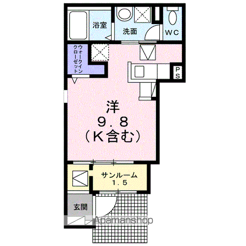 ブライト・レジデンス Ⅰ(ワンルーム/1階)の間取り写真