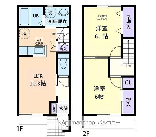 CHATEAU BON HEURIII(2LDK/2階)の間取り写真