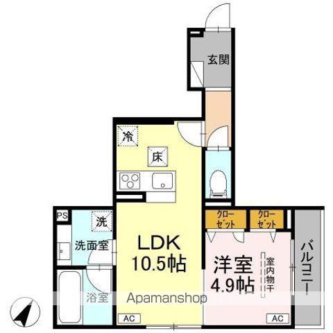 D-ROOM・M(1LDK/1階)の間取り写真