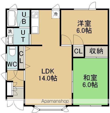 北海道函館市 2階建 築28年(2LDK/2階)の間取り写真