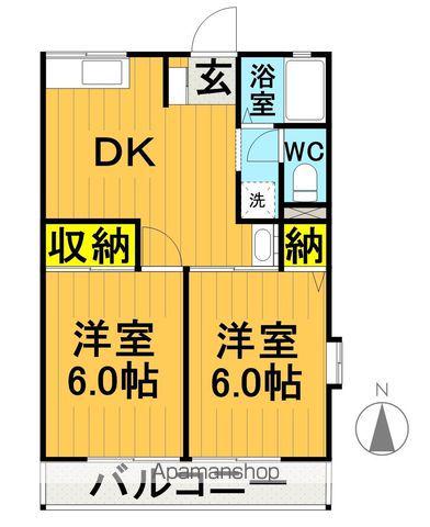 セレス壱番館(2DK/2階)の間取り写真