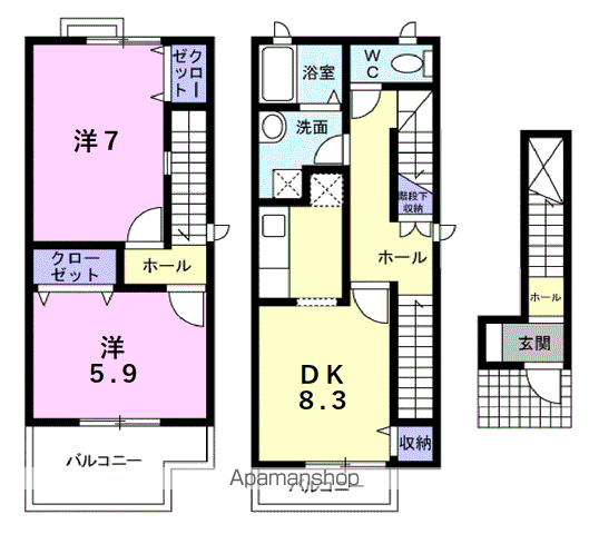ティンカーベル(2DK/2階)の間取り写真