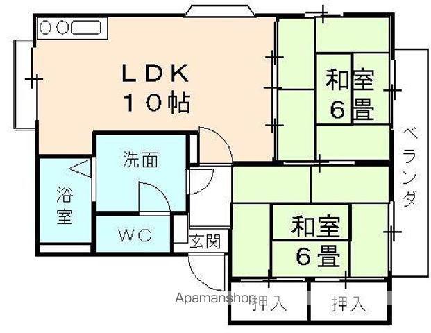 フレグランス南台(2LDK/1階)の間取り写真