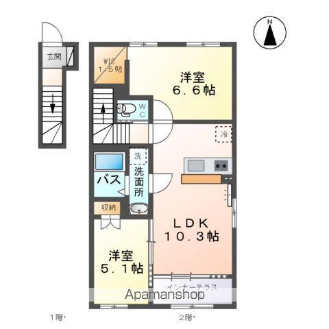 向中野道明アパート工事(2LDK/2階)の間取り写真