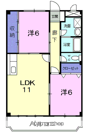 ニューマリッチイシカワ弐号館(2LDK/2階)の間取り写真