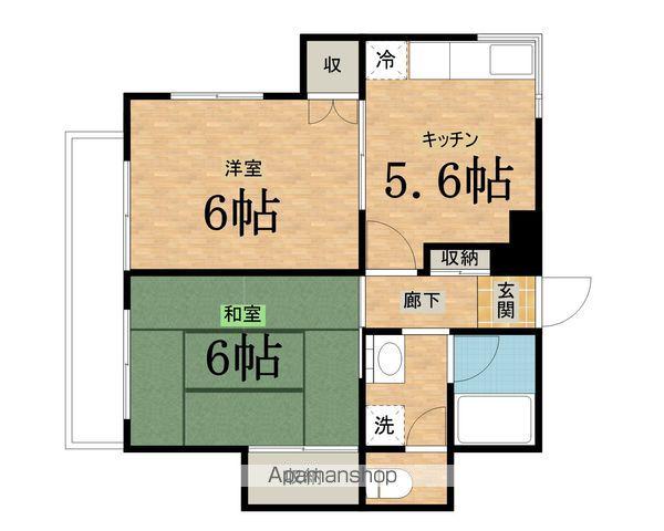 ハイブリッヂ・ネオハイツ(2K/2階)の間取り写真