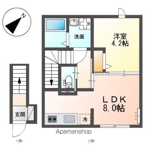 ペルシュワール(1LDK/2階)の間取り写真