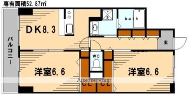 スカイ61(2DK/3階)の間取り写真