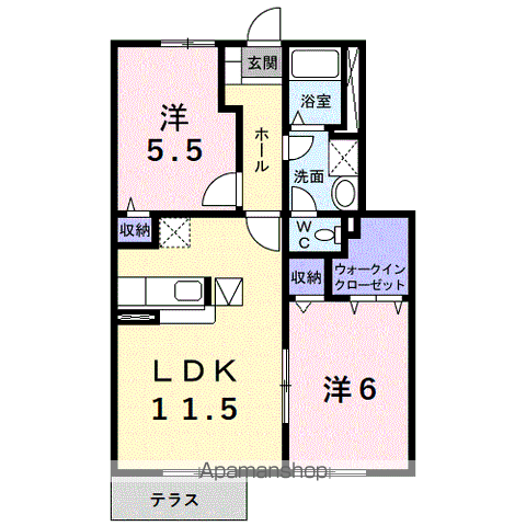 マーヴェラスⅠ(2LDK/1階)の間取り写真