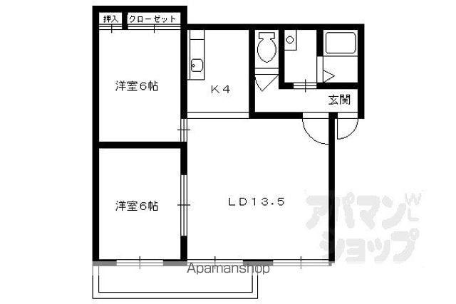 アトランティス醍醐(2LDK/1階)の間取り写真