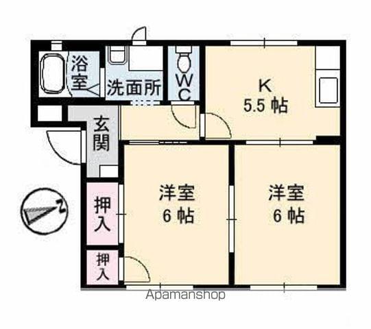 リバティ松本B棟(2K/1階)の間取り写真