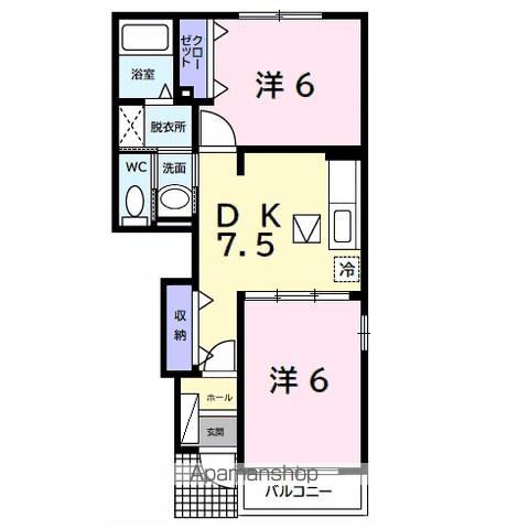 アブニールⅩⅤ(2DK/1階)の間取り写真