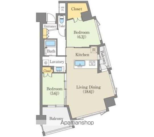 白壁リンクス(2LDK/7階)の間取り写真